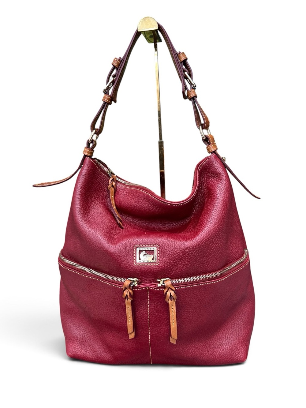 Dooney & Bourke Dillen Pebble Grain Leather Hobo Shoulder Bag Bordeaux Red